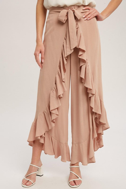 Wide leg hotsell ruffle pants