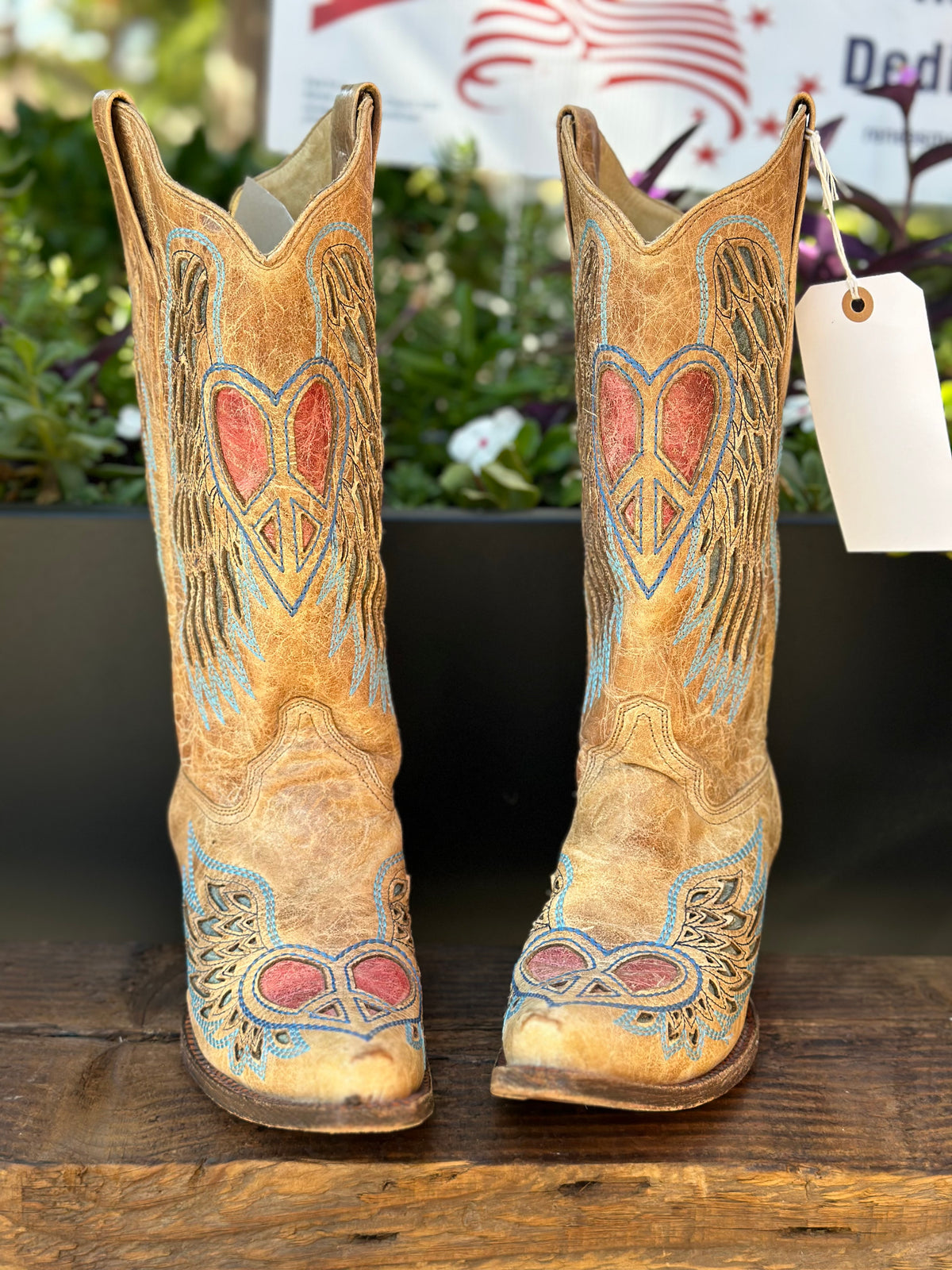 Resale Deals Corral Heart Angel Wing Cowgirl Boots-Snip Toe Size 9.5 #1935