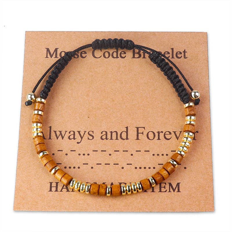 Handmade Wooden Beaded Morse Code Bracelets: Bad Ass