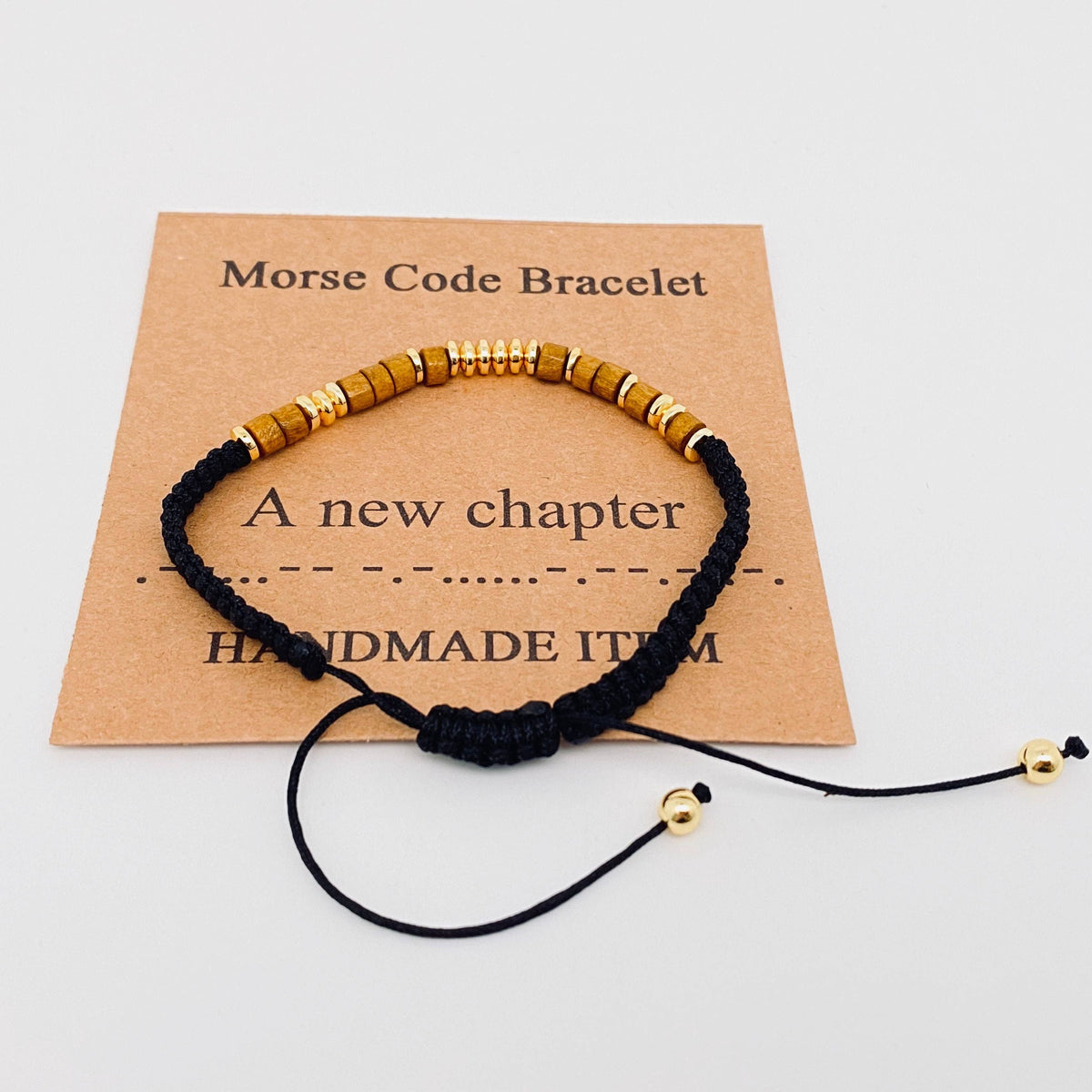 Handmade Wooden Beaded Morse Code Bracelets: Bad Ass