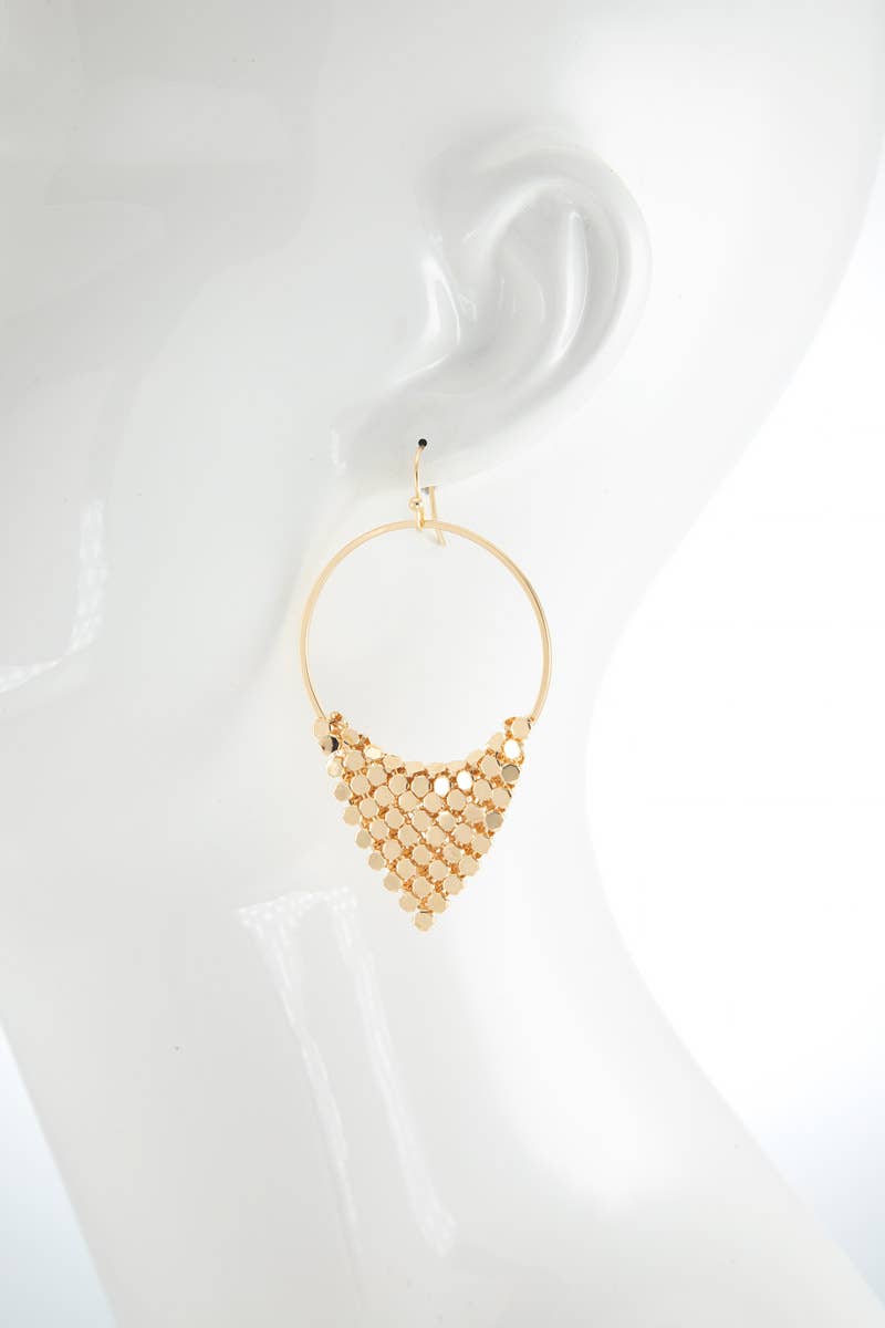 Glistening Metal Hoop Earrings : Gold