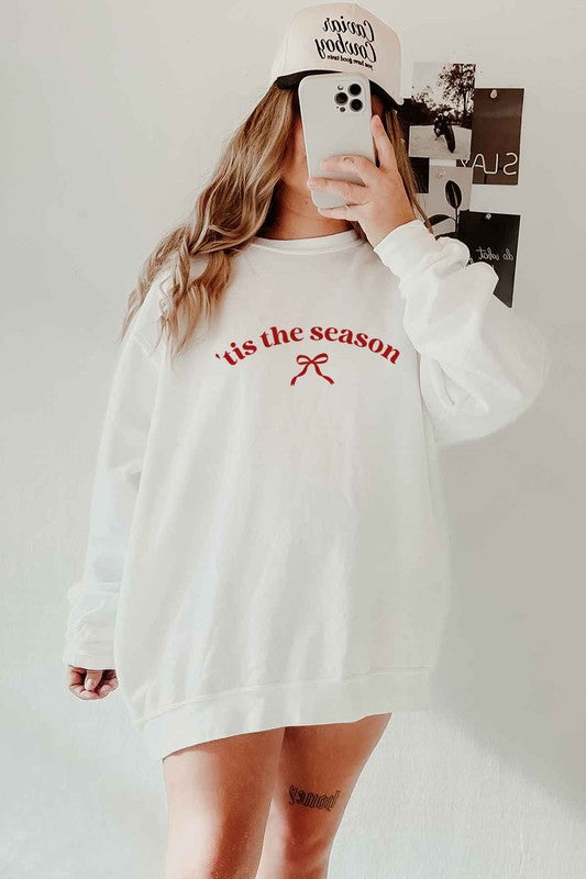 Tis the Season Christmas Bow Graphic Sweatshirt