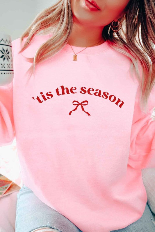 Tis the Season Christmas Bow Graphic Sweatshirt