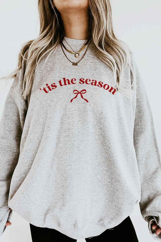 Tis the Season Christmas Bow Graphic Sweatshirt