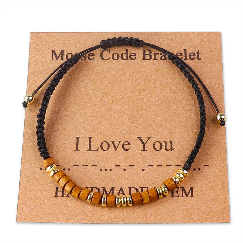 Handmade Wooden Beaded Morse Code Bracelets: Bad Ass