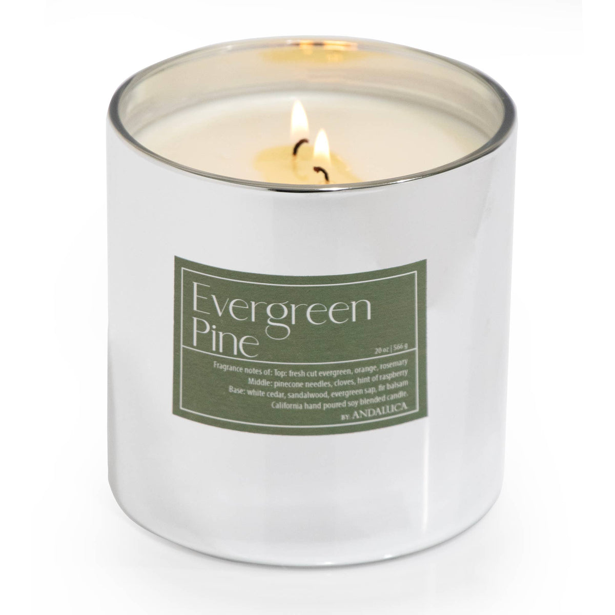 Evergreen Pine 2 Wick 20 oz. Mercury Lidded Candle