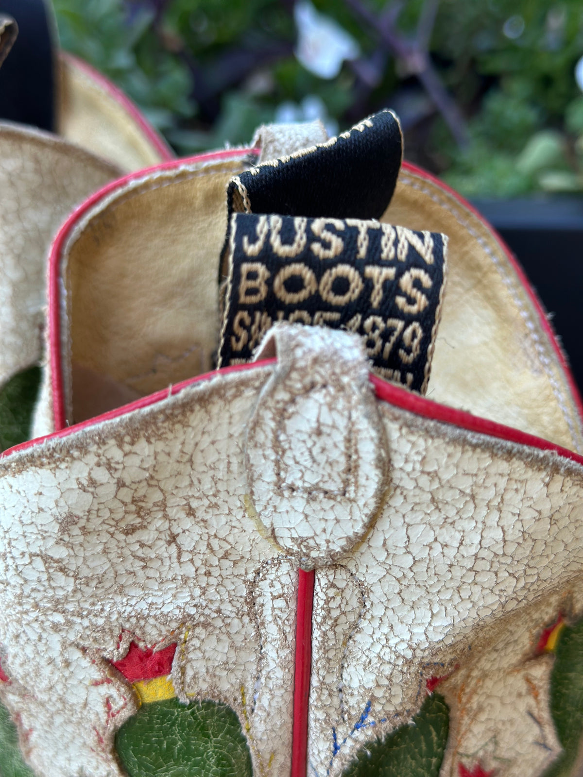 Resale Deals Justin Vintage Parchment Cactus Inlay Suede Mid calf Cowboy Western Boots Size 8B