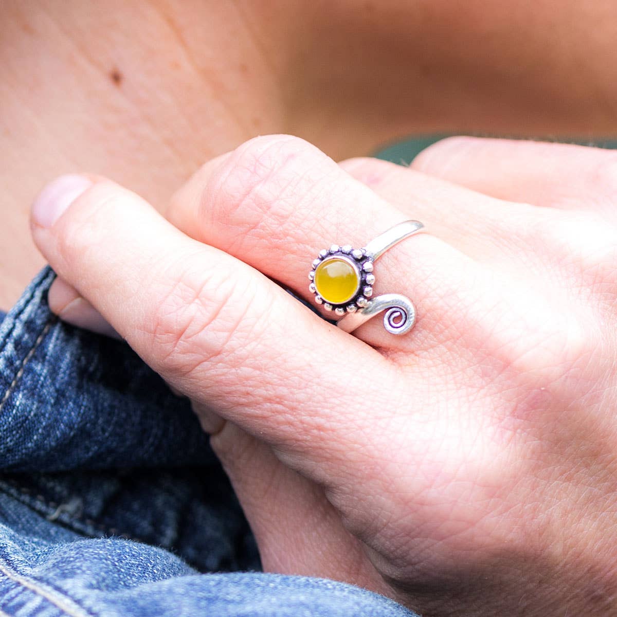 Ring - Silver with Yellow Agate