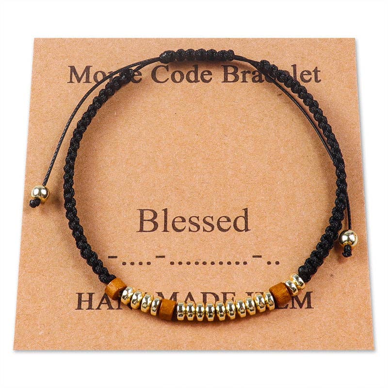 Handmade Wooden Beaded Morse Code Bracelets: Bad Ass