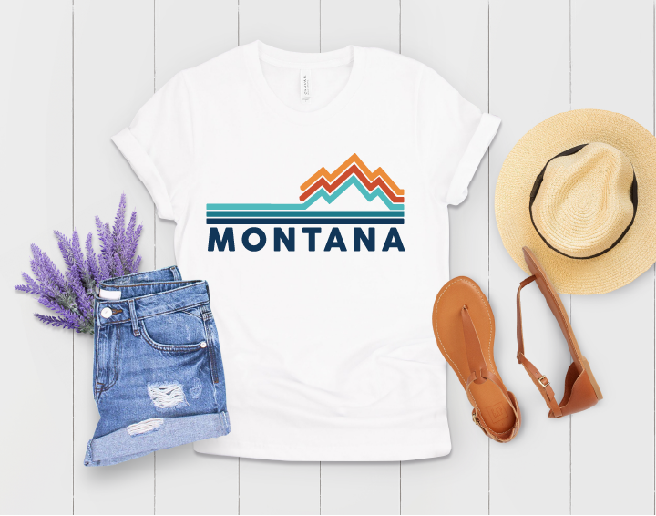 Retro Mountain Customizable Tee: White / Large