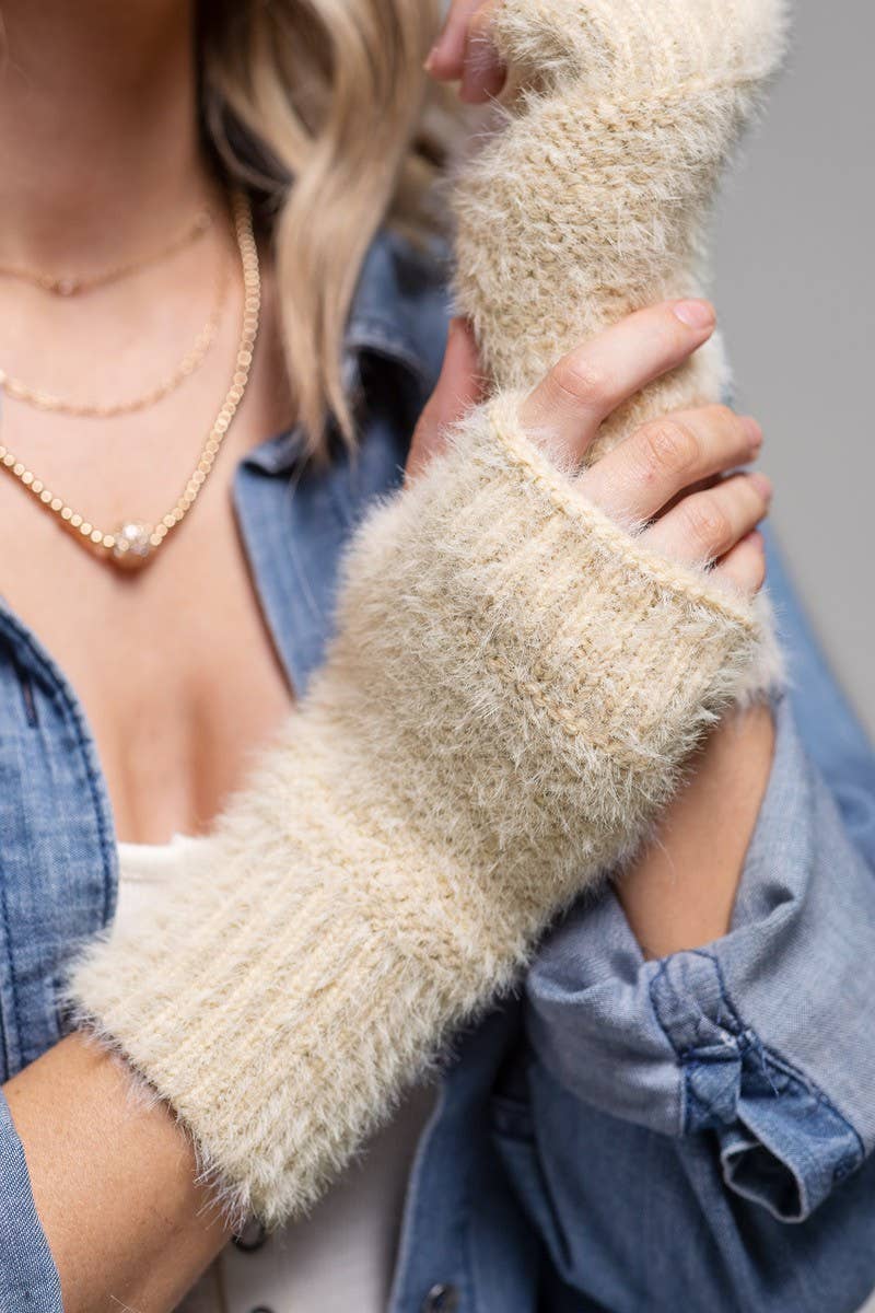 Garter Stitch Fingerless Gloves: Black