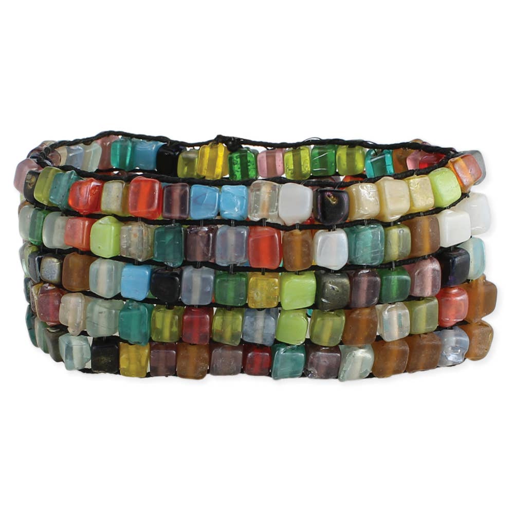 Multi Colored Square Bead Mosaic Bracelet