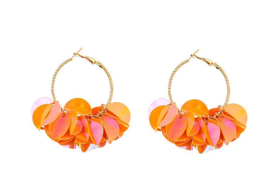 Ladies Fashion  Multiple Sequin  Dangling Earrings: Orange