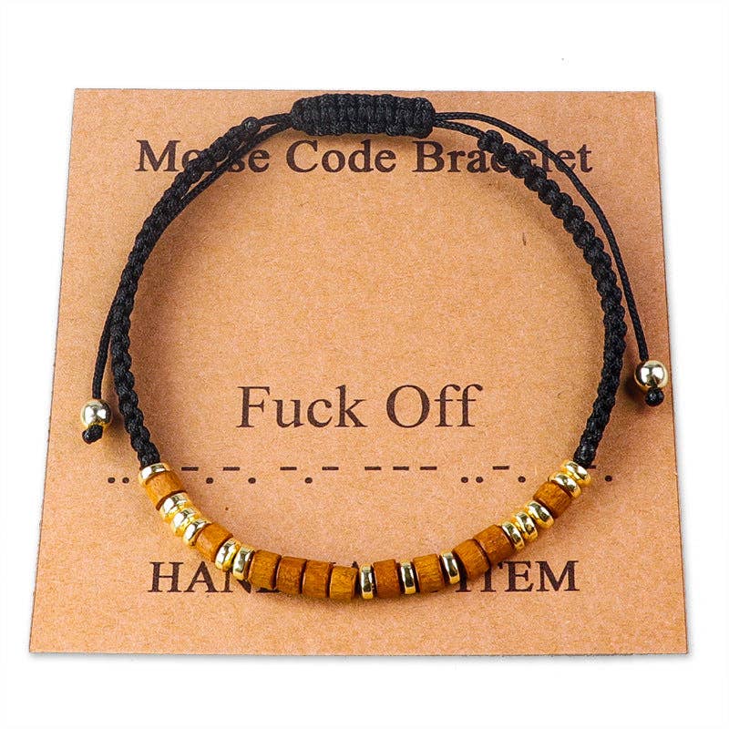 Handmade Wooden Beaded Morse Code Bracelets: Bad Ass