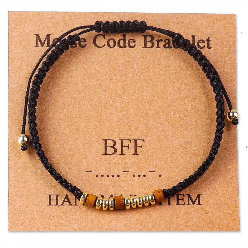 Handmade Wooden Beaded Morse Code Bracelets: Bad Ass