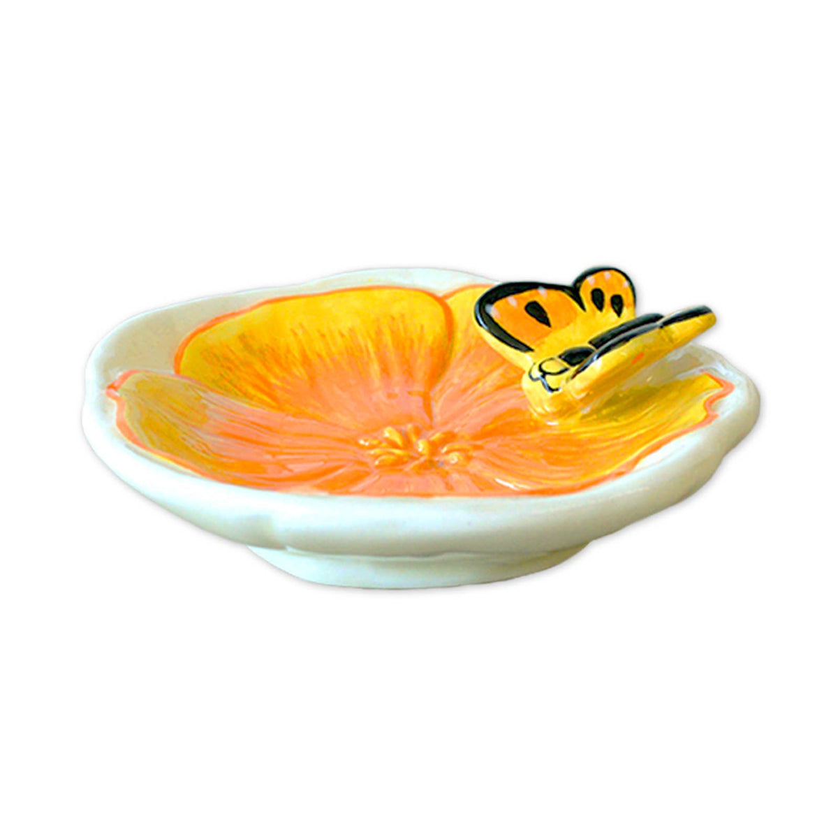 Golden Poppy Trinket Tray with Butterfly