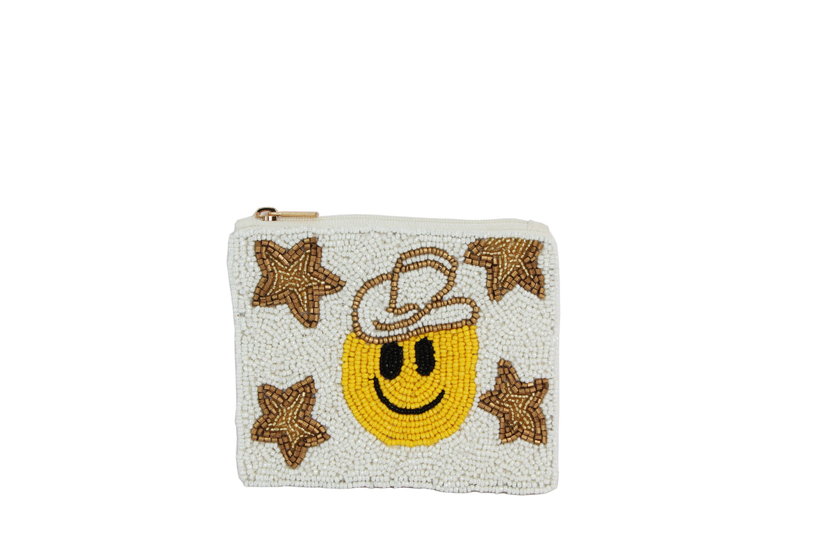 Ladies Fully Beaded HAPPY FACE  Coin Purse