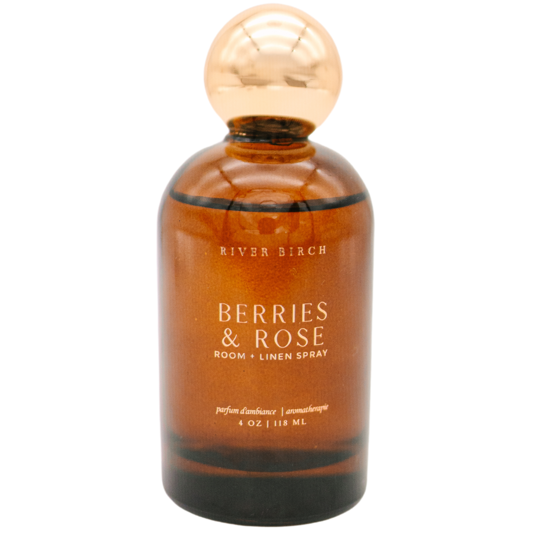 Berries + Rose - 4 oz Amber Glass Room+Linen Spray- Gold Top