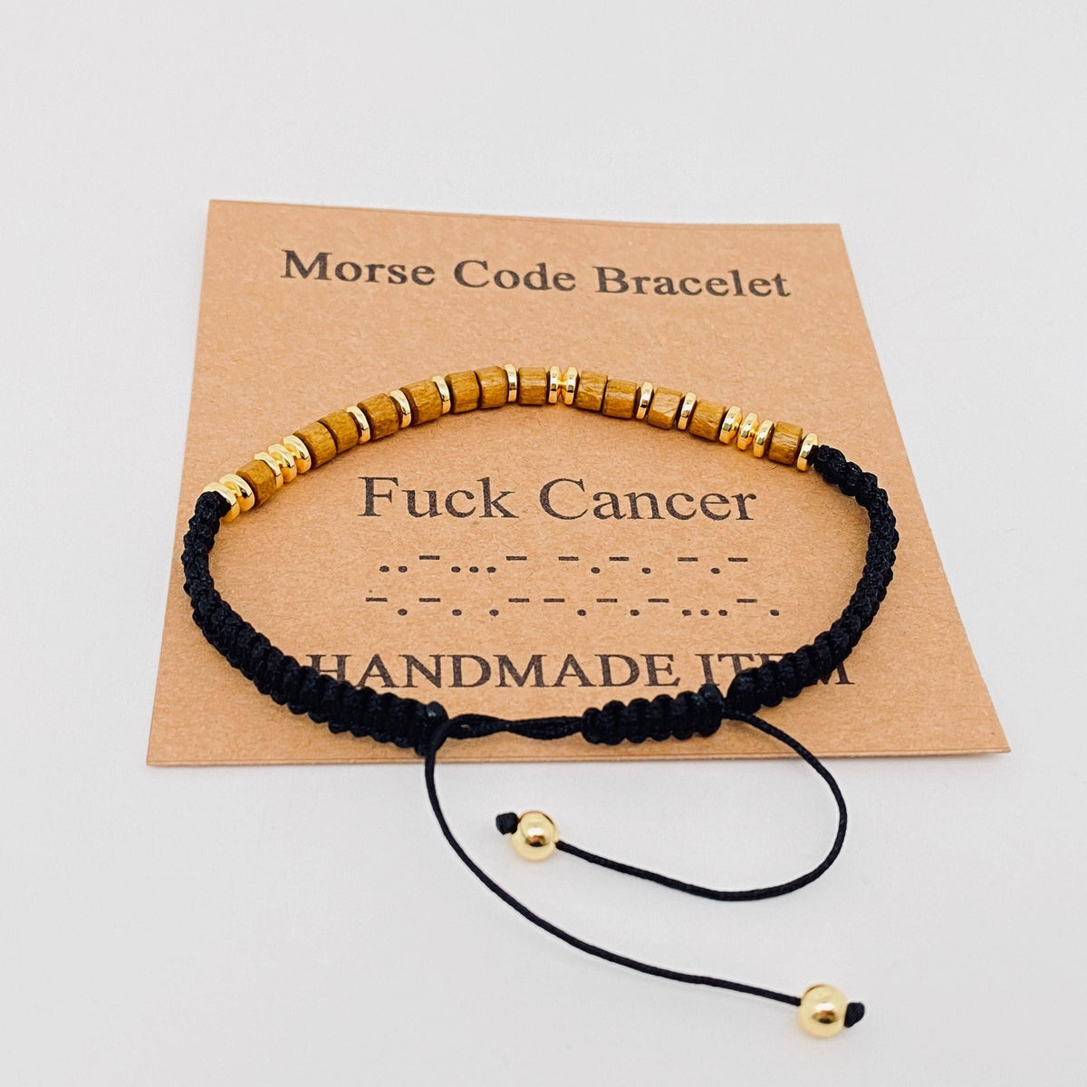 Handmade Wooden Beaded Morse Code Bracelets: Bad Ass