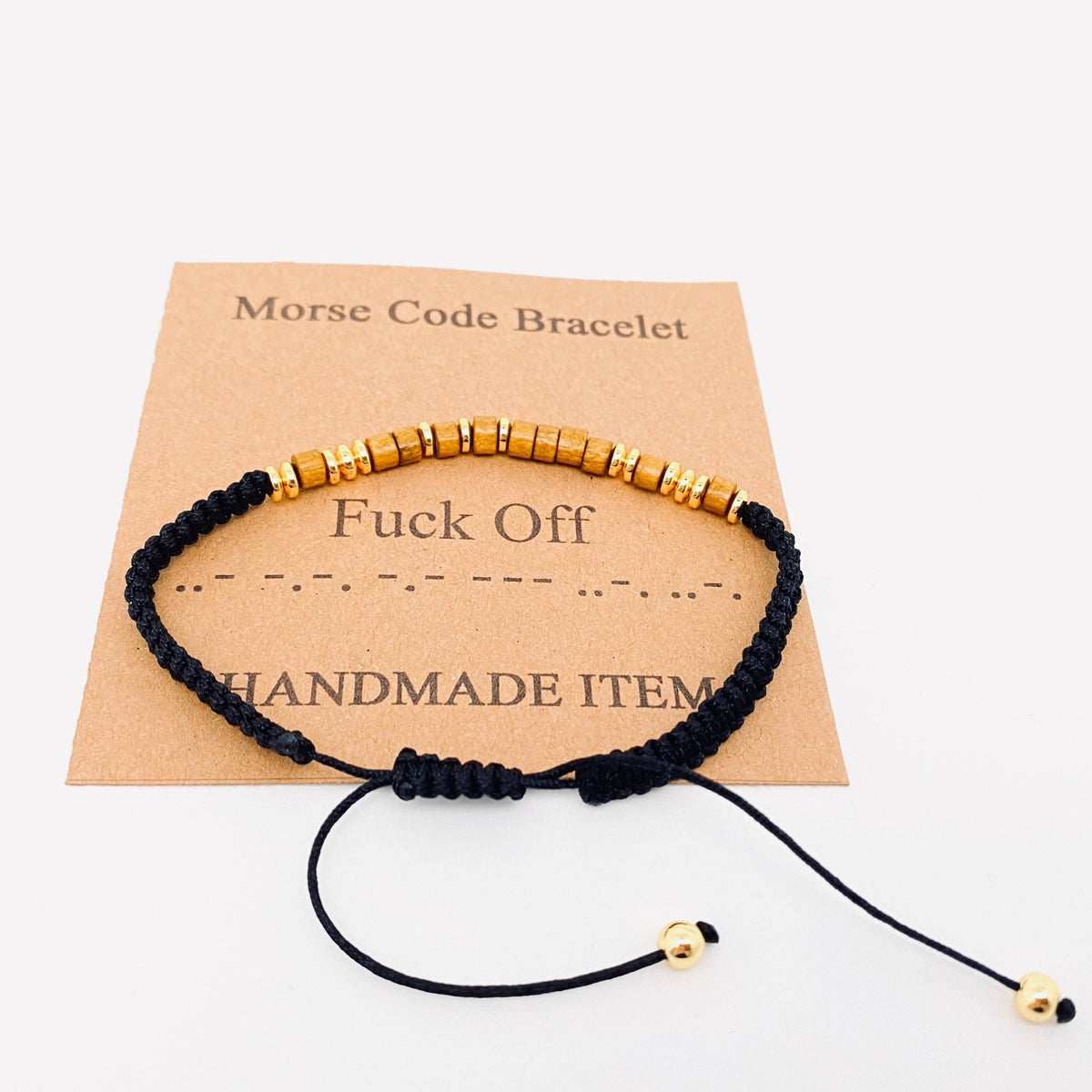 Handmade Wooden Beaded Morse Code Bracelets: Bad Ass