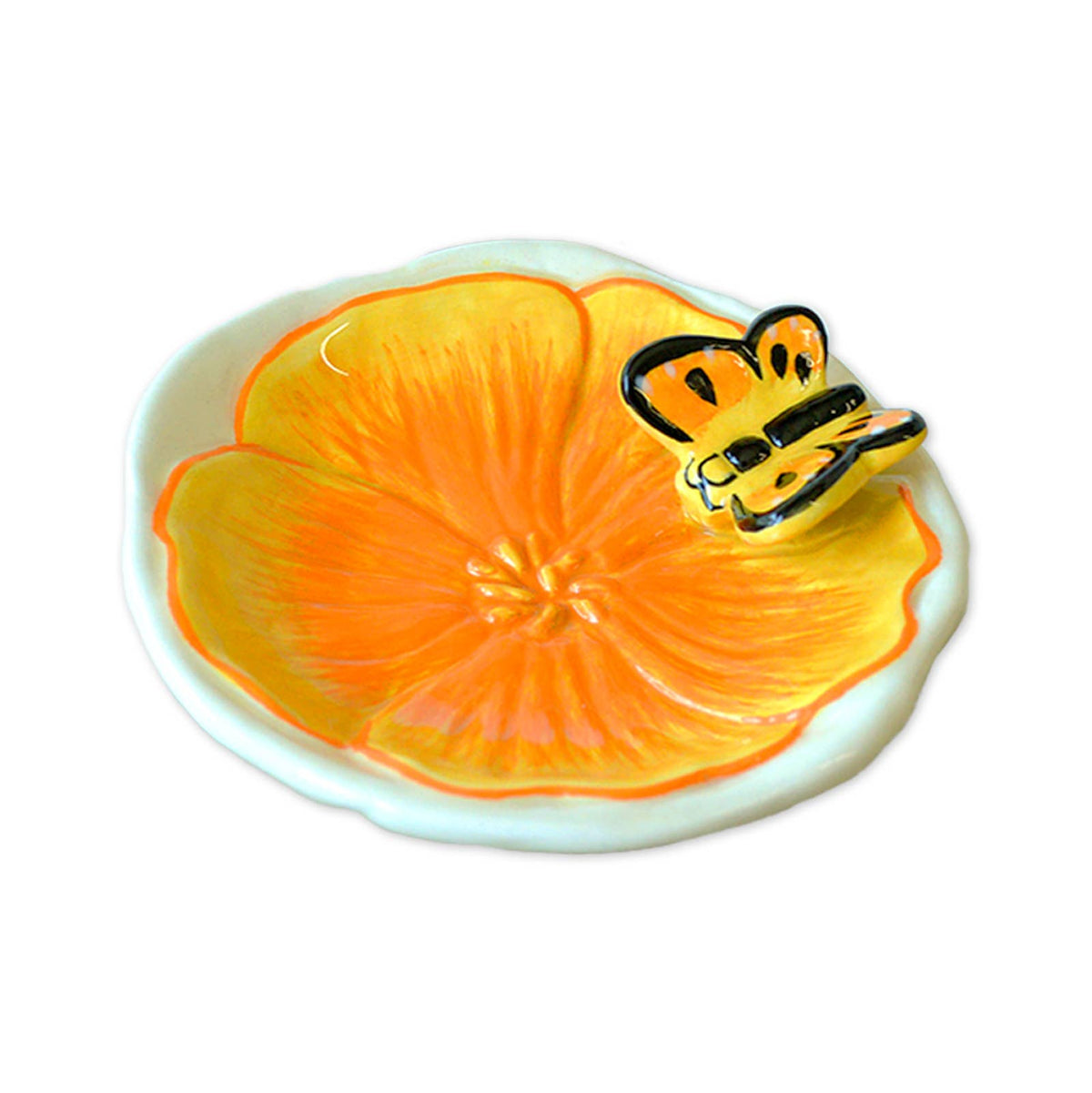 Golden Poppy Trinket Tray with Butterfly