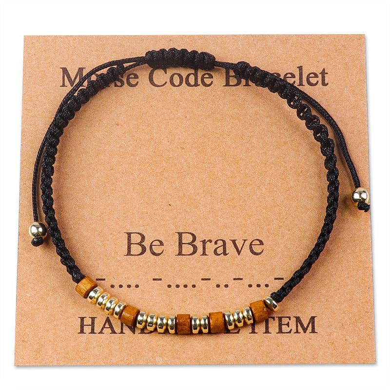 Handmade Wooden Beaded Morse Code Bracelets: Bad Ass