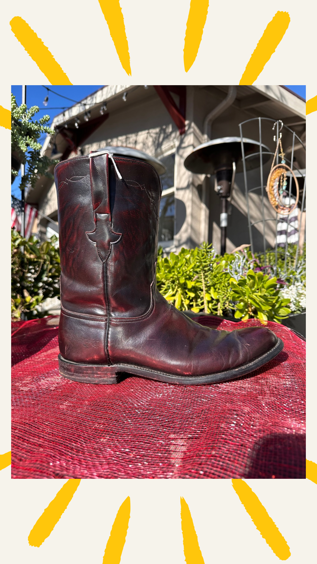 Lucchese Black Cherry Roper Leather Boots