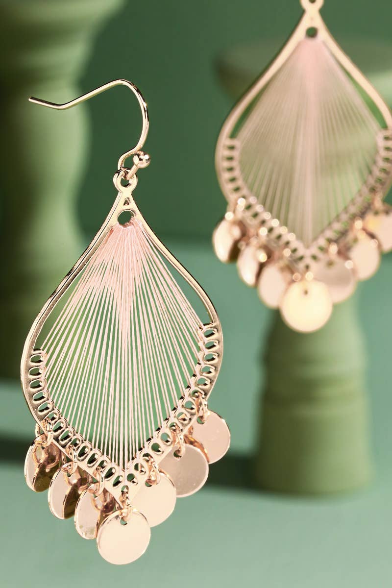 Leaf Shaped Dangle Earrings with Charms: Beige(Beige-gd) / OS