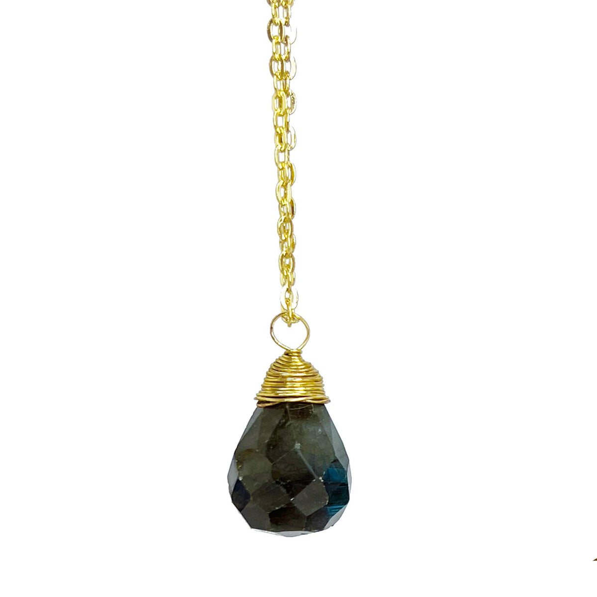 Gold-Plated Labradorite Teardrop Necklace