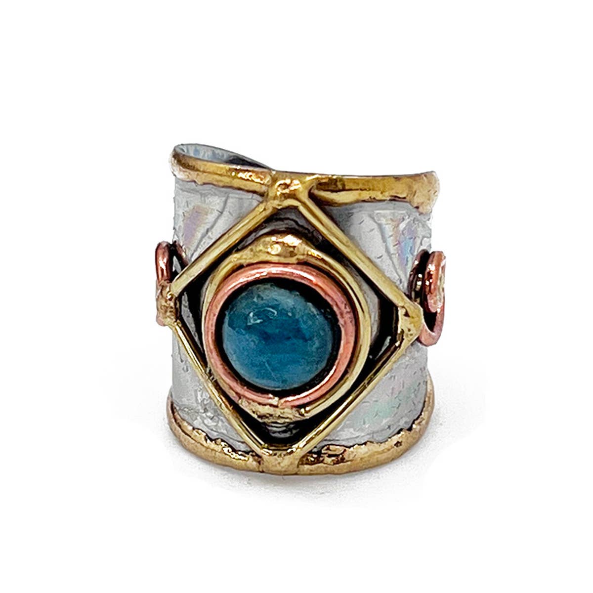 Mixed Metal Cuff Rings with Single Stone