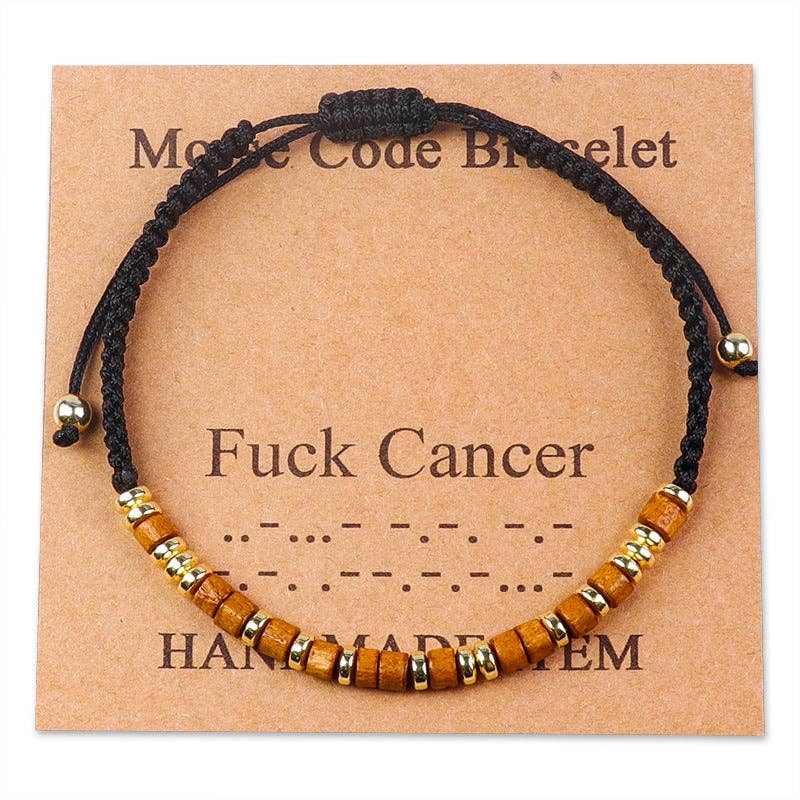 Handmade Wooden Beaded Morse Code Bracelets: Bad Ass