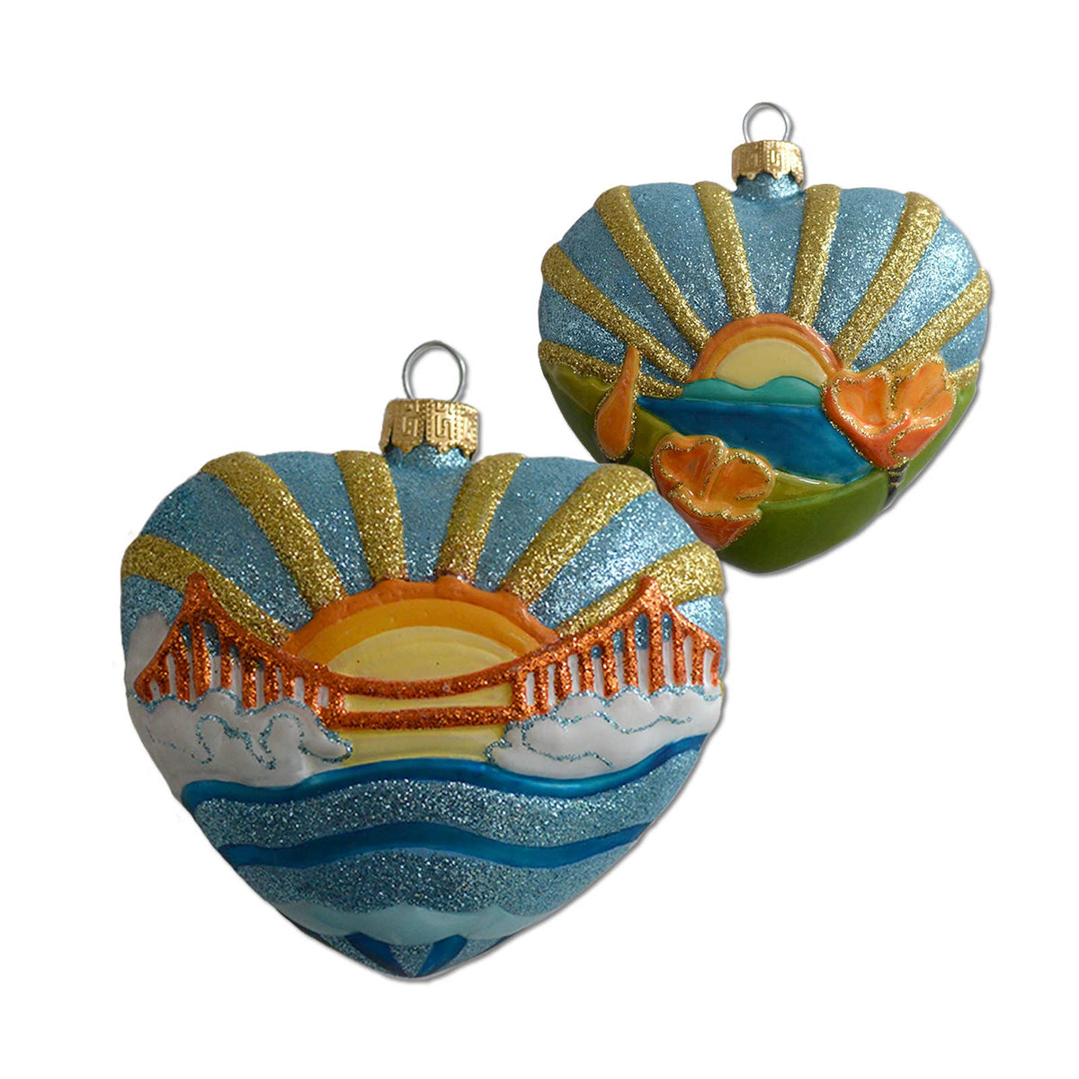 California Heart Glass Mold Ornament