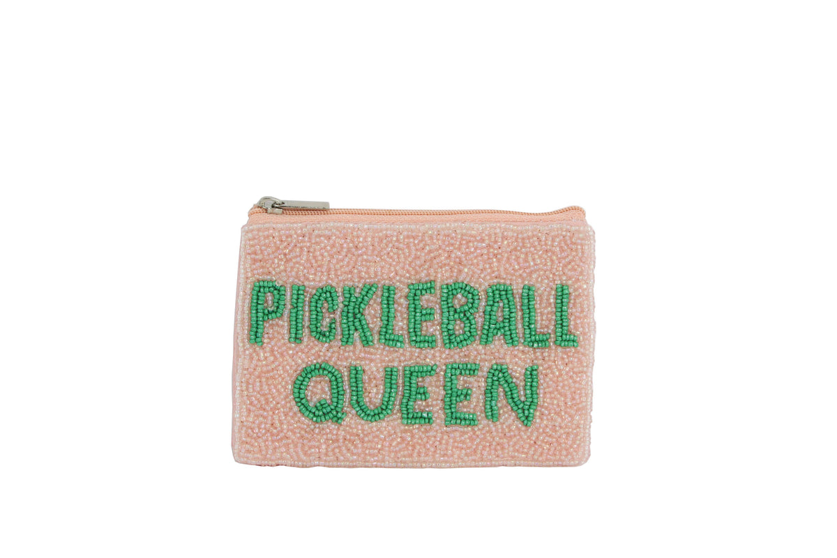 Ladies Fully Beaded  PICKLE BALL QUEEN Coin Purse