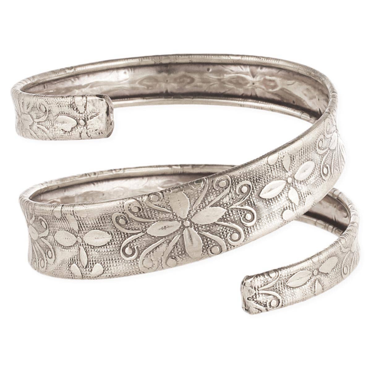 Silver Embossed Spiral Wrap Bracelet