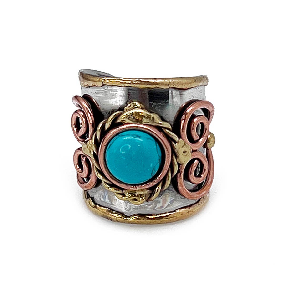 Mixed Metal Cuff Rings with Single Stone