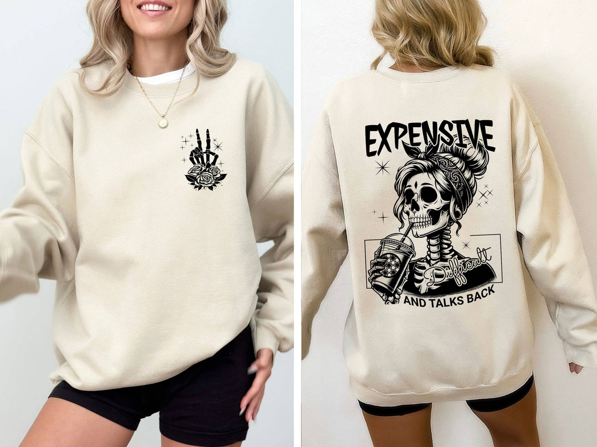 Expensive, Difficult, Talks Back, Mom, Mother, Skeleton, Sweatshirt: Ash Gray