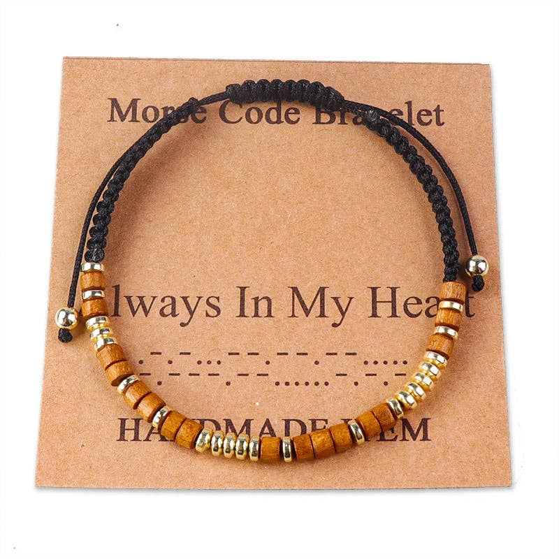 Handmade Wooden Beaded Morse Code Bracelets: Bad Ass