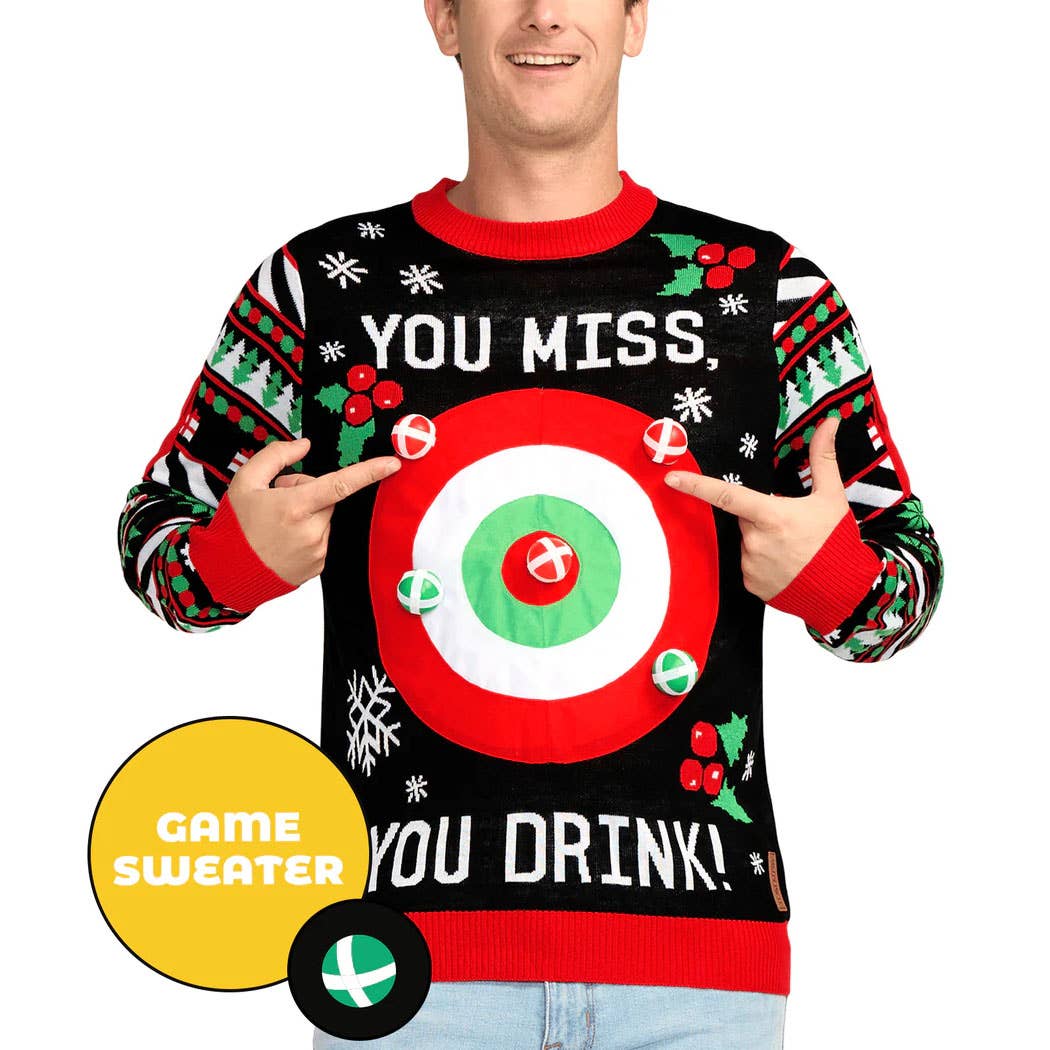 SALE Drinking Game Men's Fun Ugly Christmas Sweater