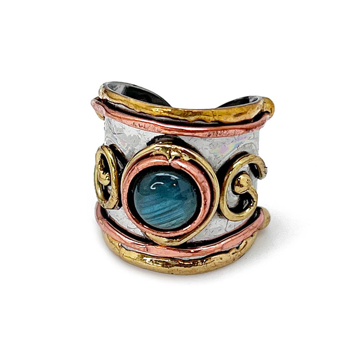 Mixed Metal Cuff Rings with Single Stone