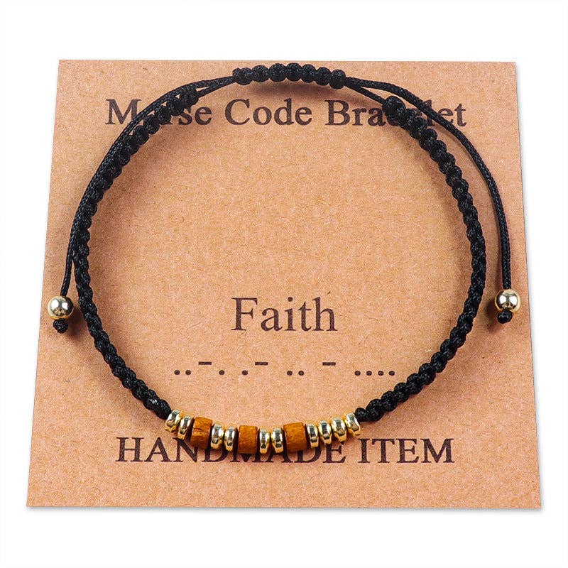 Handmade Wooden Beaded Morse Code Bracelets: Bad Ass