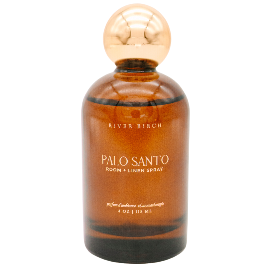 Palo Santo - 4 oz Amber Glass Room + Linen Spray - Gold Top