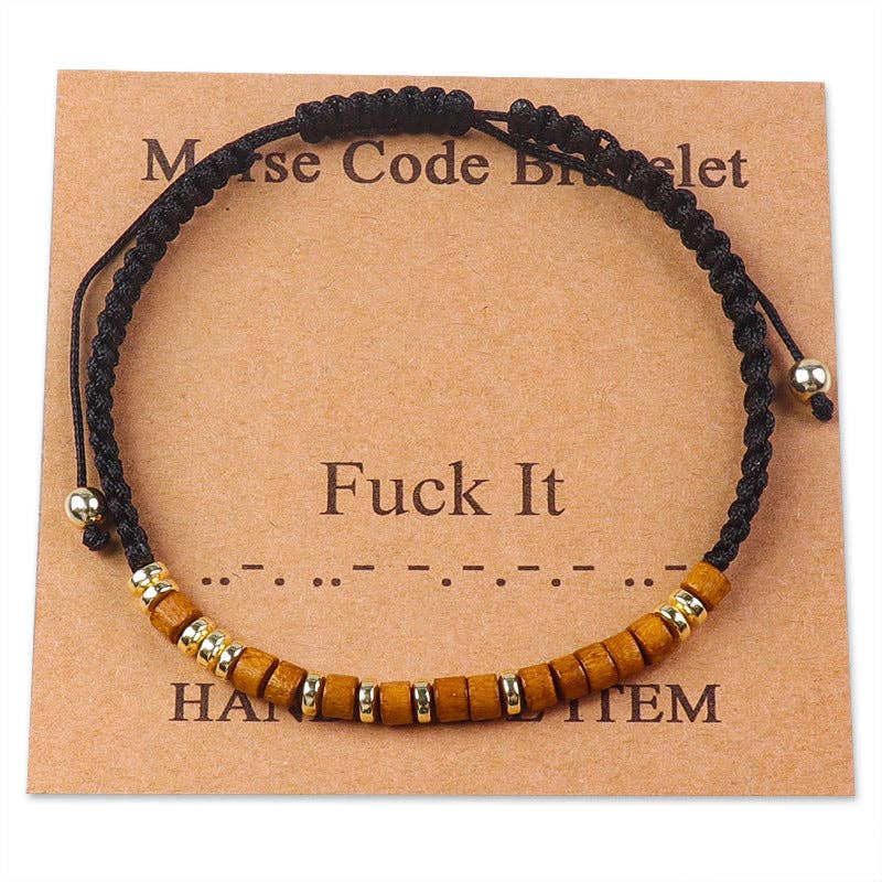 Handmade Wooden Beaded Morse Code Bracelets: Bad Ass