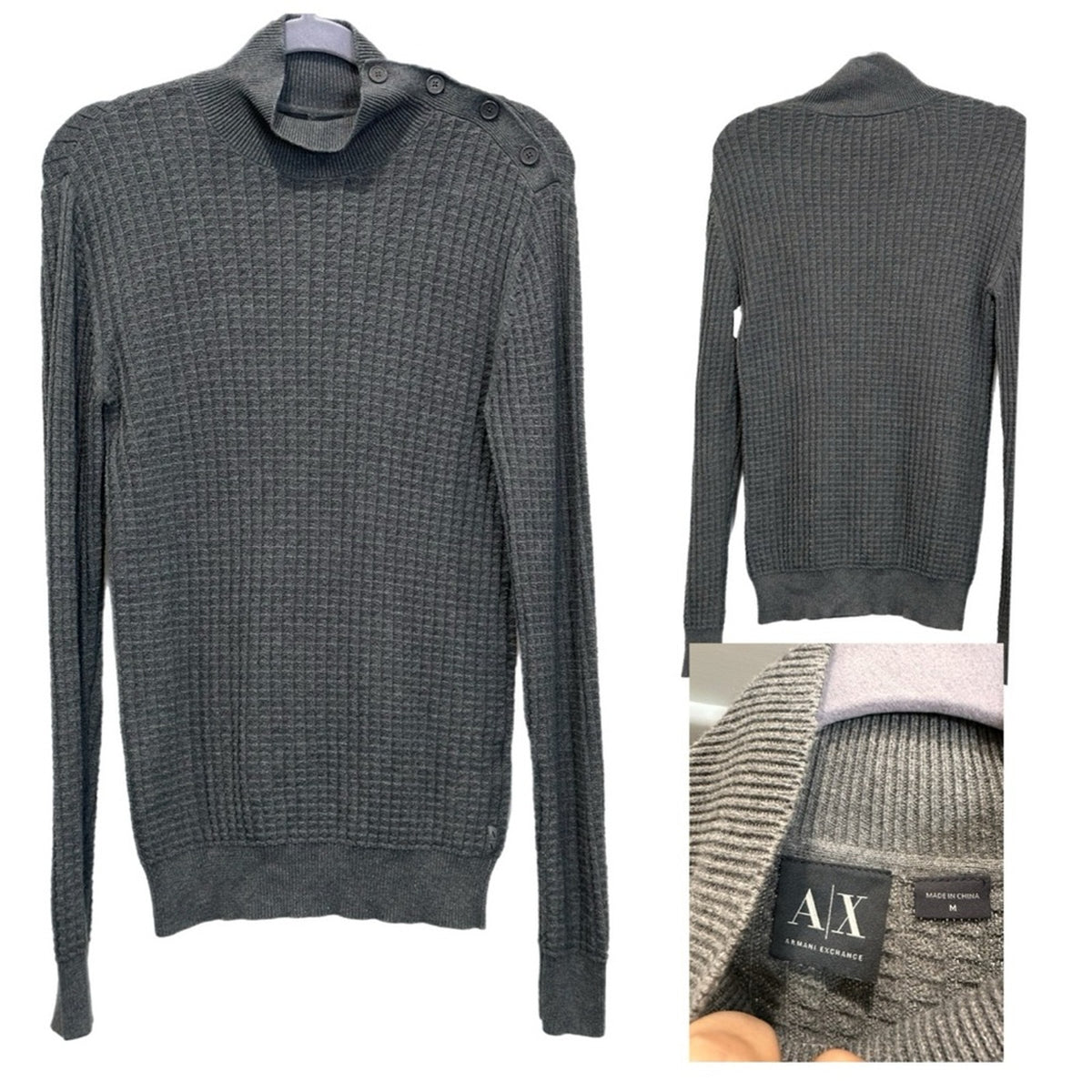 Vintage Armani Exchange Long Sleeve‎ grey sweater Size M