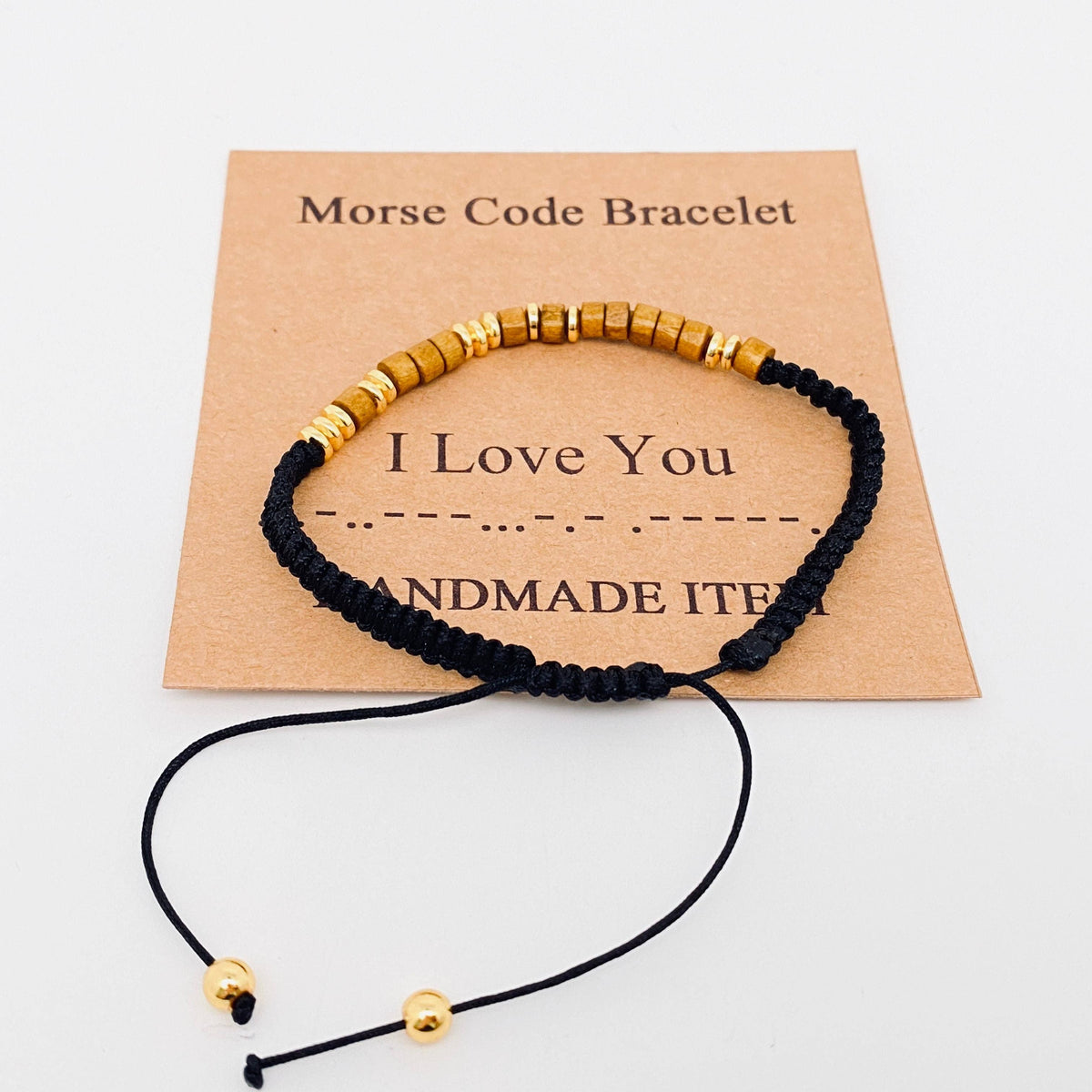 Handmade Wooden Beaded Morse Code Bracelets: Bad Ass