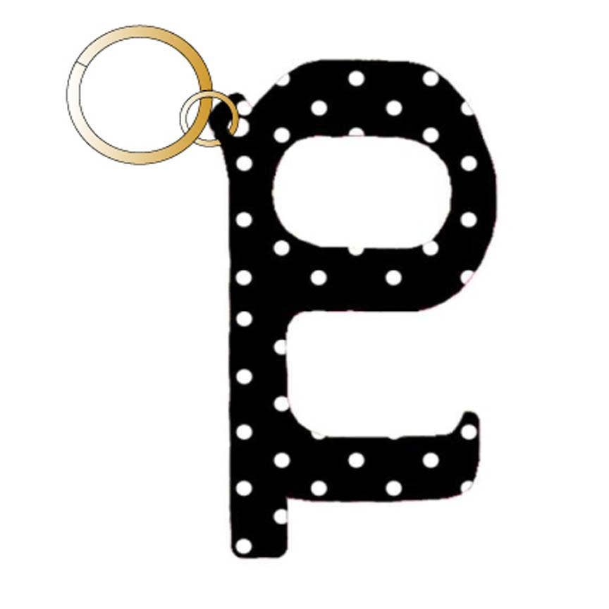 Black Polka Dot Hands Free Key Chain and Door Opener